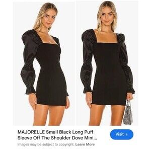 Majorelle Black Puff Long Sleeve Carla Mini Dress XS